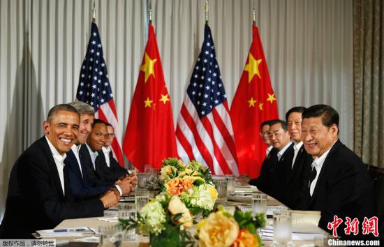 当地时间2013年6月7日,中国国家主席习近平与美国总统奥巴马在加利福尼亚州安纳伯格庄园举行中美元首会晤。