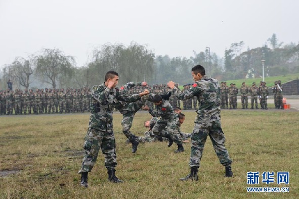 直击中印反恐联训：印士兵表演“杂技”