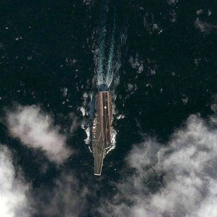 资料图：中国航母海试卫星图。